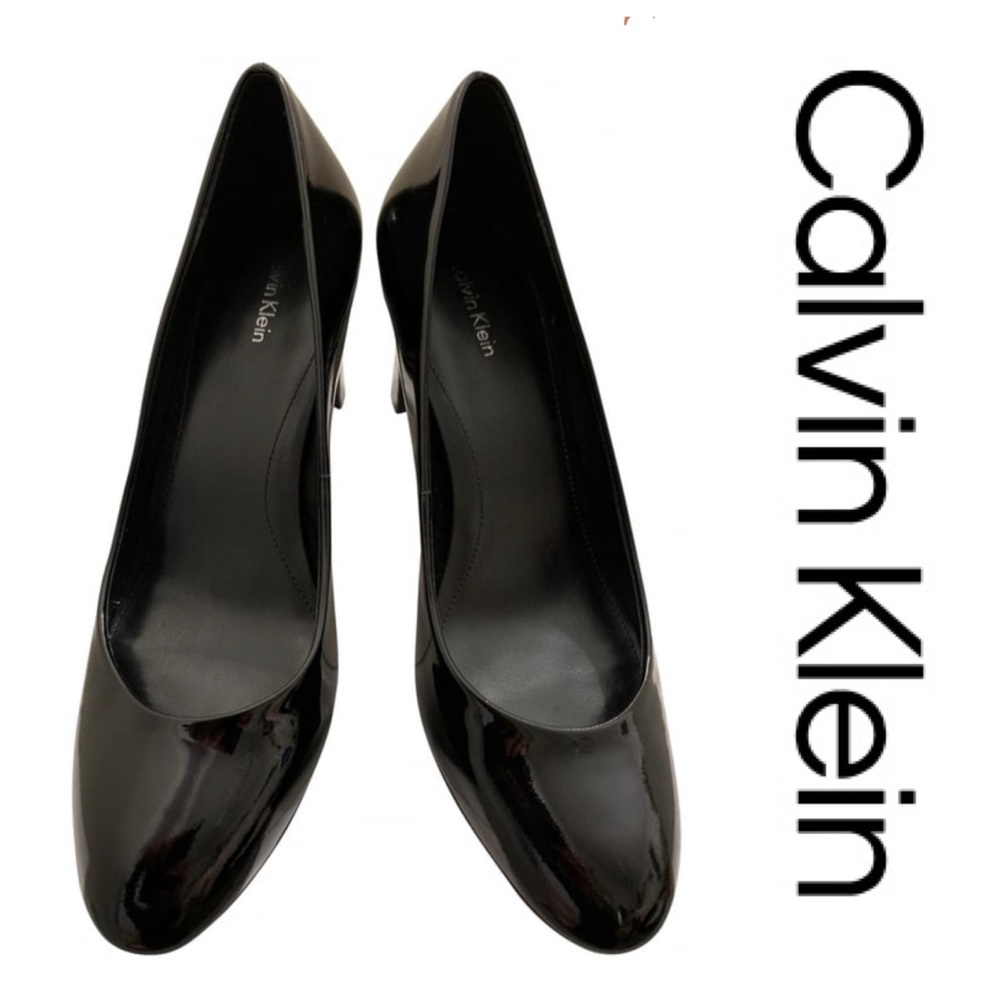 Calvin Klein Patent Leather Pump, Black, 9